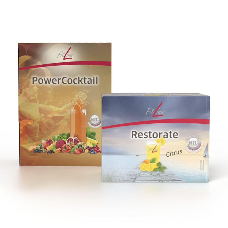 Optimal-Set — PowerCocktail + Restorate Citrus, изображение для российского магазина FitLine
